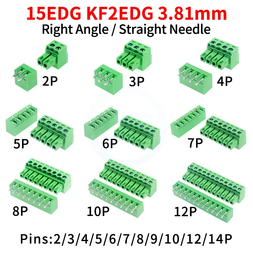 

(5/10 шт.) шаг 3,81 мм клеммный блок разъем 2EDG 3,81 мм 2-15 Pin Pcb винт разъем клеммный блок 2EDG герметичный гнездо
