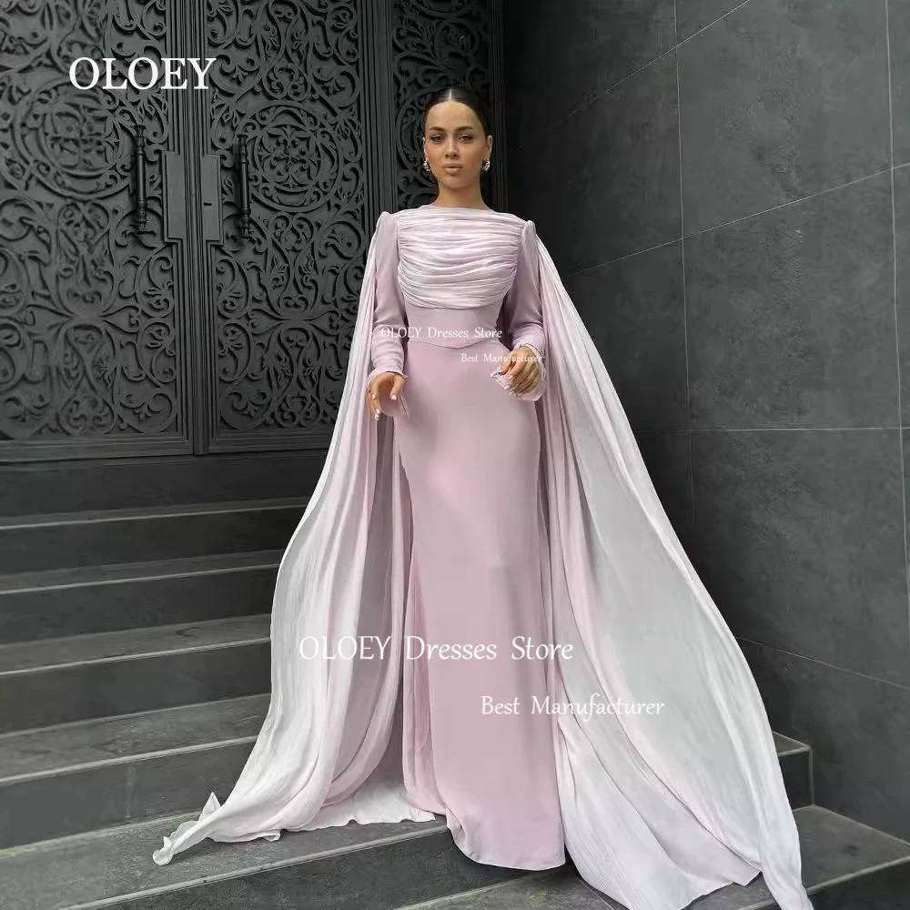 

OLOEY Modet Arabic Straight Formal Wedding Party Dress Photography Silky Chiffon Prom Gown Floor Length Pleats Boat Neck Custom