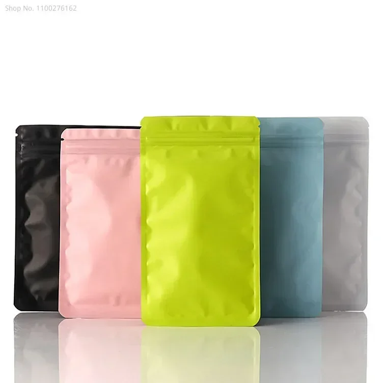 100pcs Frosted Aluminum Foil Flat Ziplock Bags Resealable Food Snack Powder Salt Corn Tea Gifts Heat Sealing Packaging Pouches
