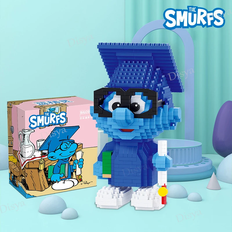 NEW Cartoon Smurfs Mini Blocks Small Bricks Anime Building Collection Toy  Figure Kids Gifts Present