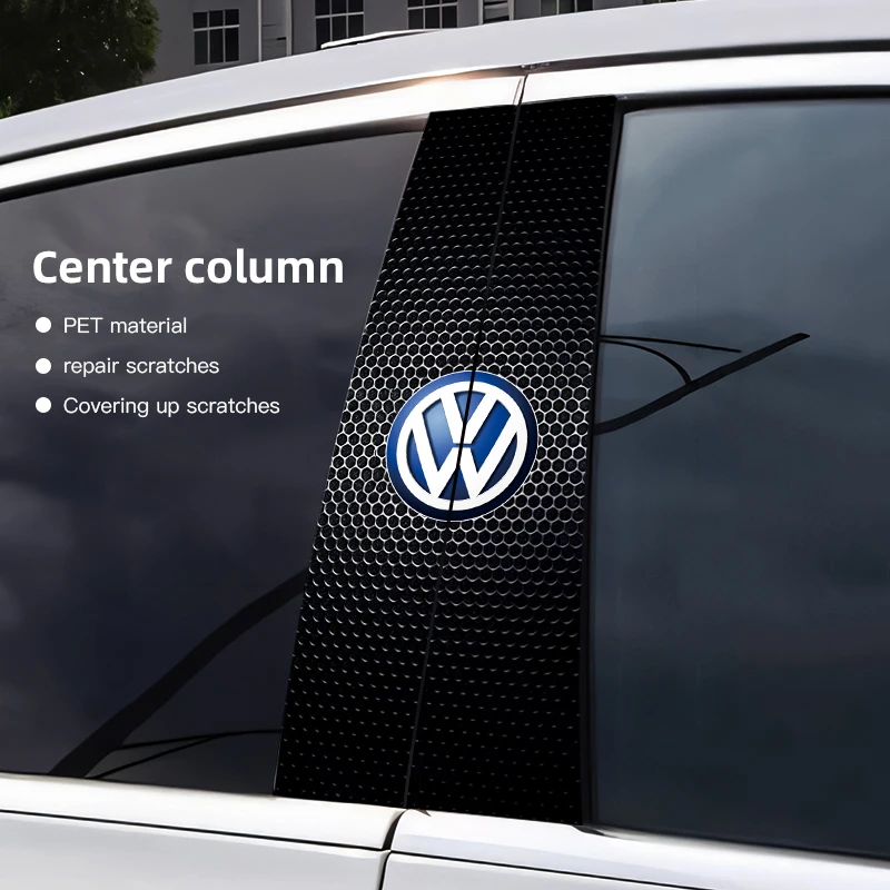 Car Stickers B-Pillar Center Column Decoration Cover PET Decals Auto Accessorie For Volkswagen VW RLine R Golf Amarok T5 Phaeton