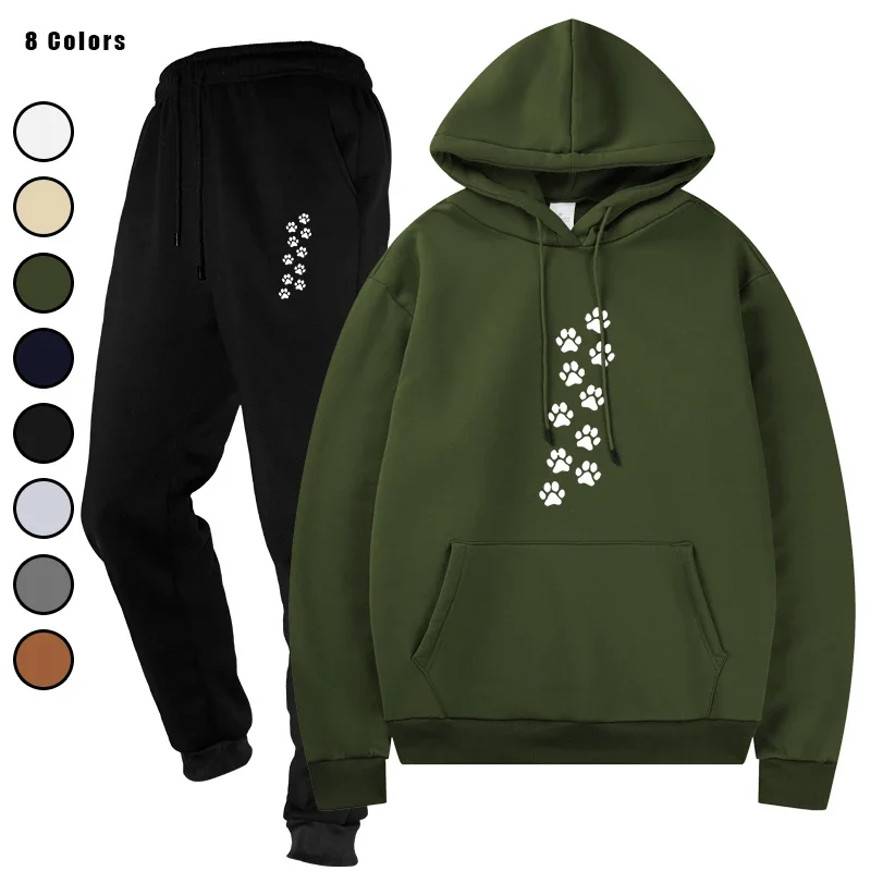 

Basic Fleece Hoodies And SweatPants Set Unisex Track Suit Sportswear Basic Fleece for Men Jogging Ensemble