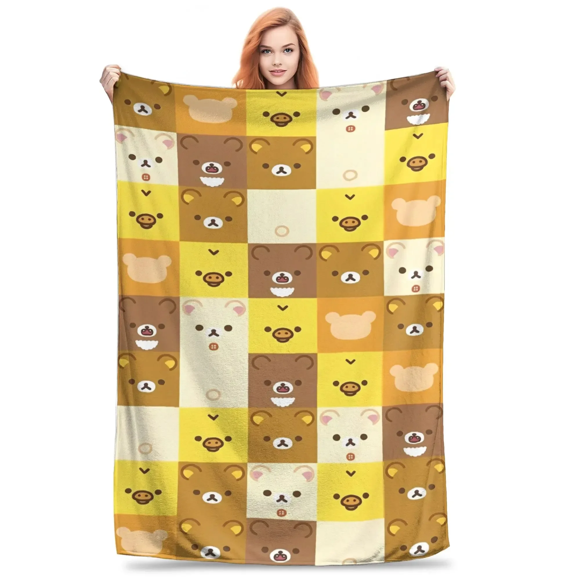 

Фланелевое одеяло Rilakkuma, зимнее теплое одеяло для детей и взрослых, графическое покрывало для спальни, покрывало для дивана