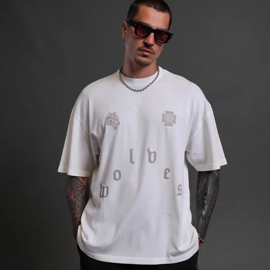 

C WOLVES Muscle Fitn American Trendy Brand New Heavyweight Men's T-irt Loose Faionable Large Size T Breathable Wear...