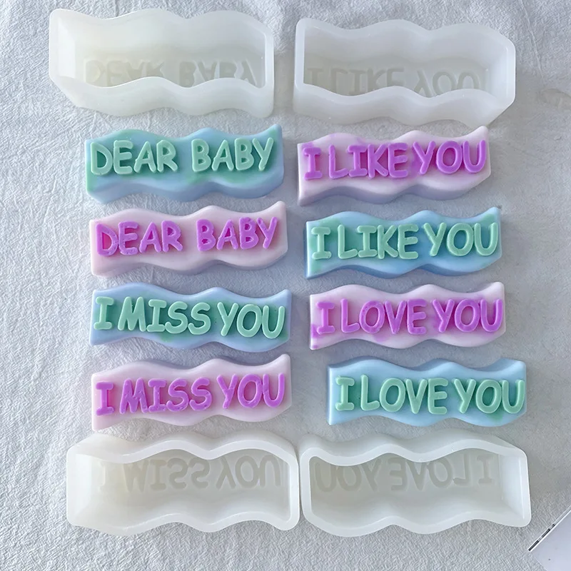 

1Pcs Valentine's Day English Letter Wave Candle Mold Silicone Mold Aroma Gypsum Plaster Resin Mould DIY Handmade Crafts Molds