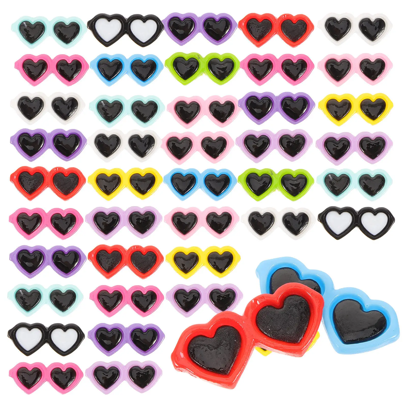 

80pcs Tiny Sunglasses Charms Resin Mini Glasses Diy Charms For Phone Case Decor Crafts Accessories Hairpin Resin Glasses