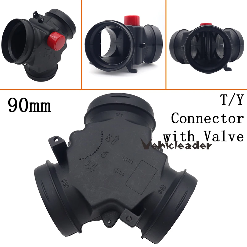 90MM Adjustable Vavle Flap Air Diesel Heater Vent Ducting T Branch Splitter Exhaust Pipe Joiner Connector For Camper Car Truck