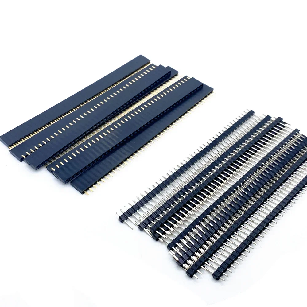 10pcs Jst Connector Strip 40Pin 1x40 Single Row Male and Female 2.54 Breakable Pin Header Connector Strip for Arduino Black