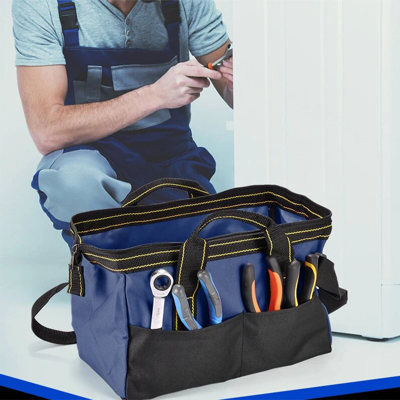 13in-16inch Large-capacity Workbag Oxford Canvas Thickened Electrician Storage Bag Waterproof Portable Zipper Finishing Bag