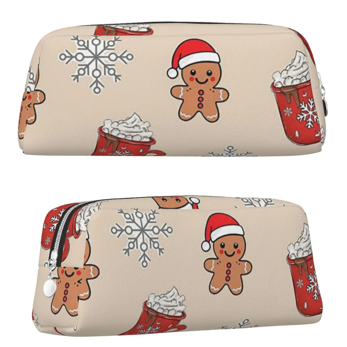 Merry Christmas Tree And Gingerbread Men Pencil Cases for Students Pen Box Pencil Bag Pencil Pouch Storage Stationery Supplies