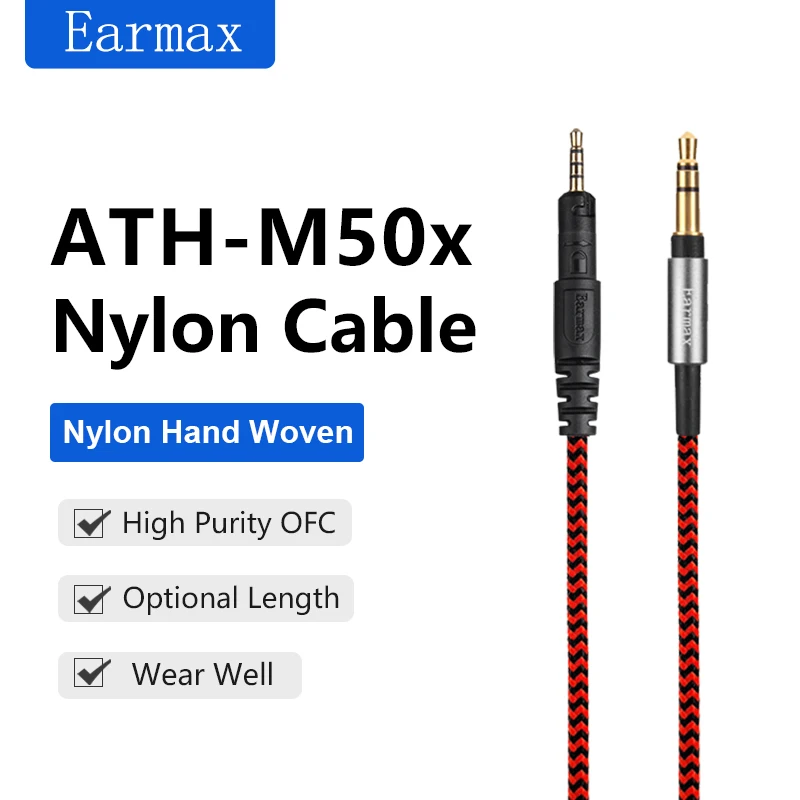 For HD560S HD549 HD595 HD599 HD2.30 HD598cs HD558 HD598SE HD569 ATH-M50X M70X M40X M60X Earphone Replaceable Nylon Braided Cable - Image 4