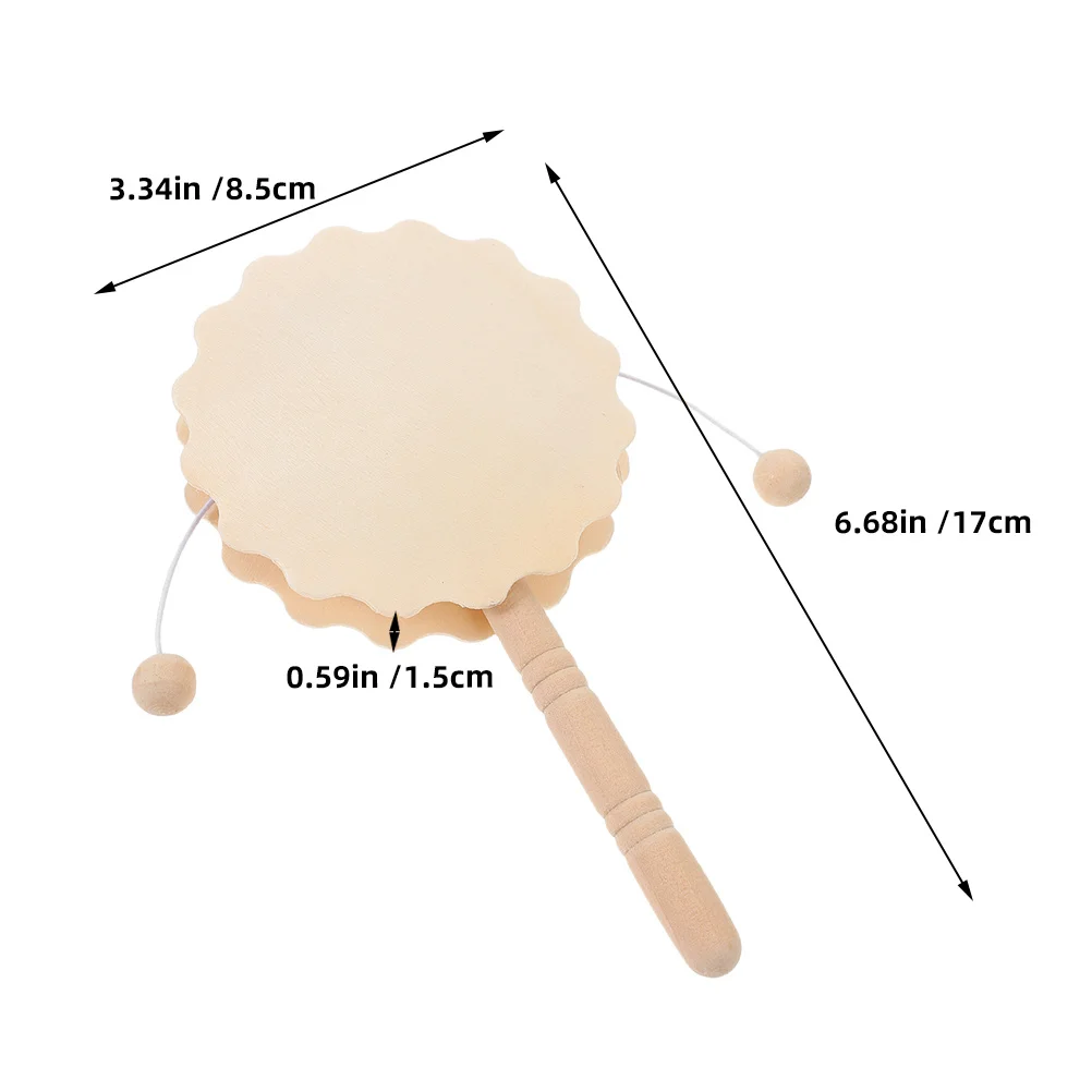 Tambor de chocalho diy, 6 peças, madeira inacabada, pintado à mão para crianças, decoração de festa de aniversário, jogo educacional, tambor de chocalho musical orff