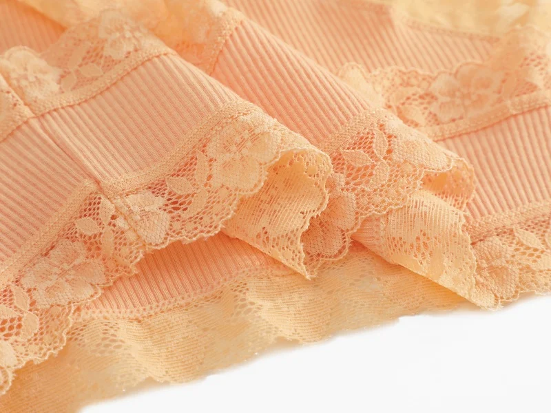 6 Stück/Set Baumwoll-Patchwork-Spitzenhöschen für Damen, einfarbig, atmungsaktiv, niedrige Taille, G-Strings, Unterwäsche, weiche, bequeme Tangas – Detail 13