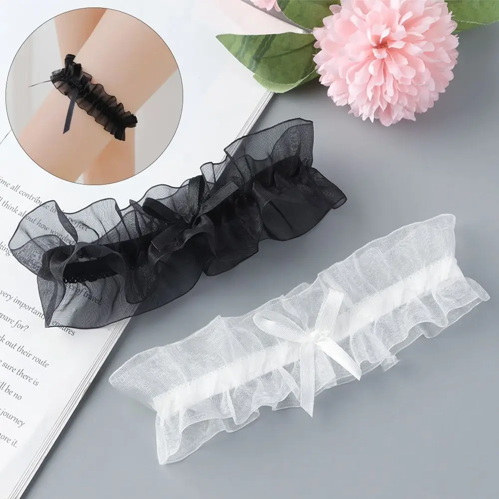 Sexy Fashion Lingerie Garter Belt Wedding Bride Leg Garter Cosplay Party Accessories Bowknot Lace Elastic Leg Ring