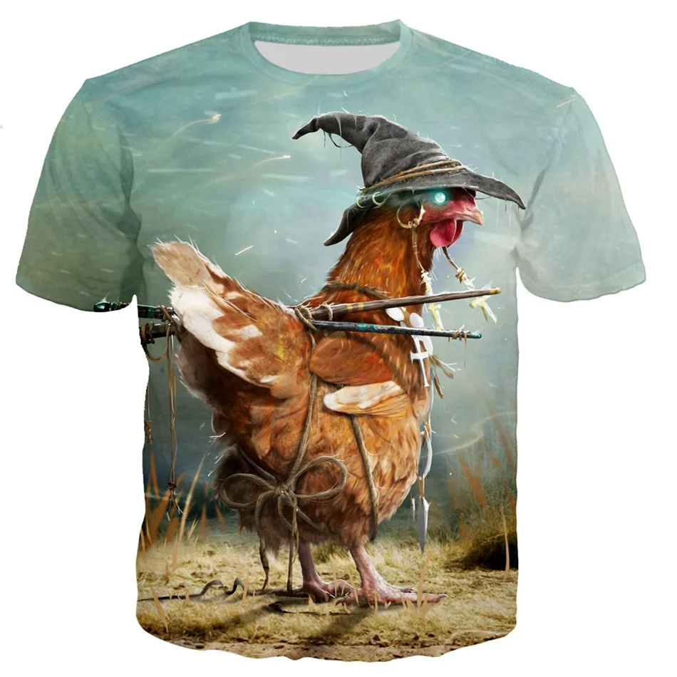 New 2022 Summer Children Animal Chicken Cock 3D Print Funny Cool T-Shirt Girls Boys Birthday T Shirts Clothes Kids Baby Tee Tops image 3