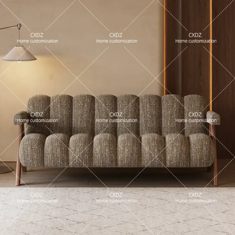 Retro Straight Fabric Sofa Chair for Small Apartment Living Room Clothing Store BnB Rest Area Reception Lounge Seating