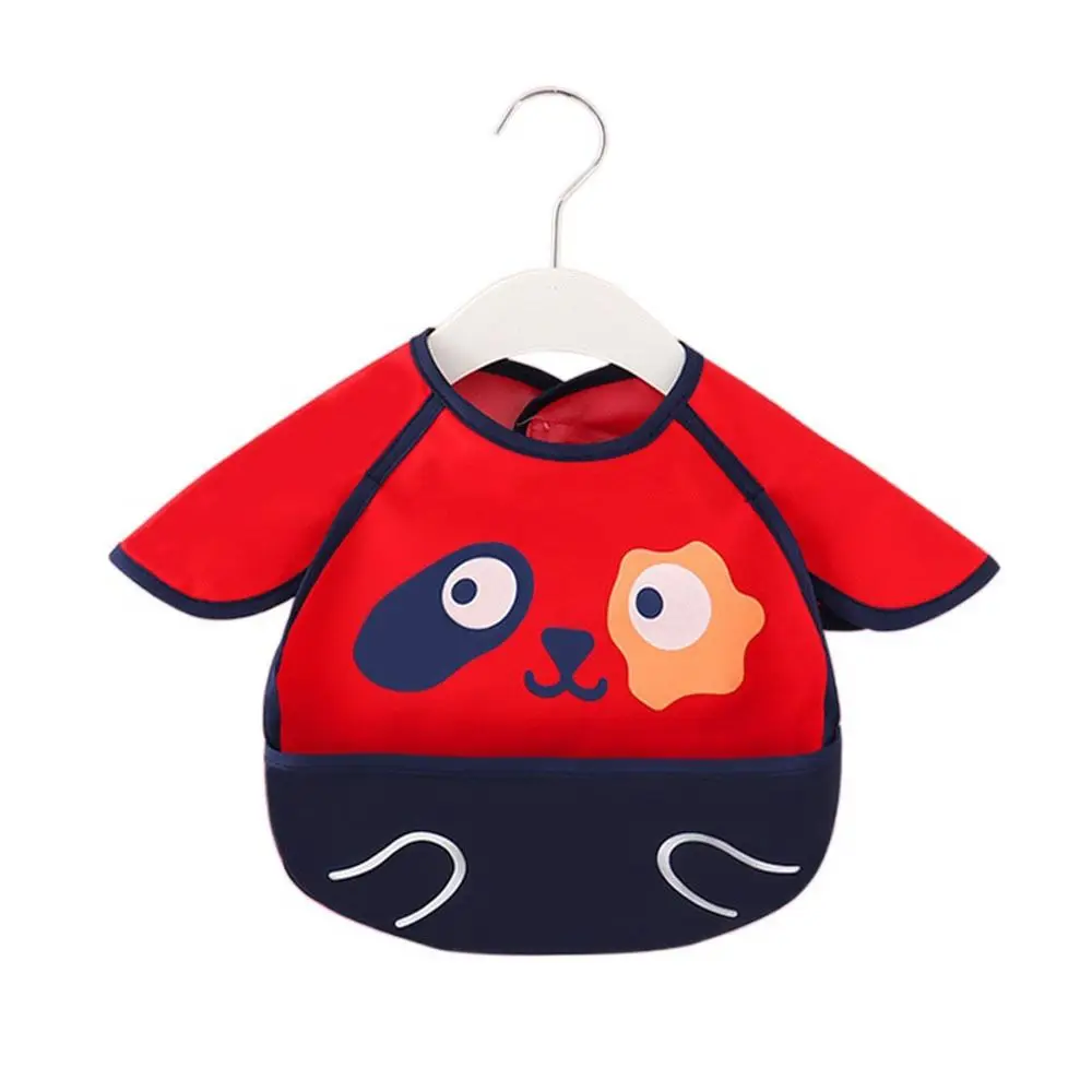 

Cute Baby Bibs Adjustable Waterproof Long Sleeve Apron Cartoon Animal Pattern with Food Debris Pocket Saliva Dripping Bibs
