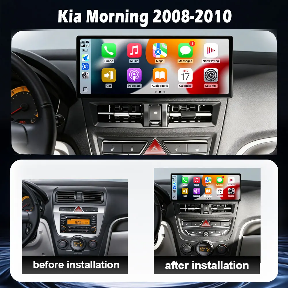 Car Radio Android For Kia Morning 2008-2010 QLED Screen GPS Navigation 5G Auto Stereo Wifi Multimedia Player No 2din
