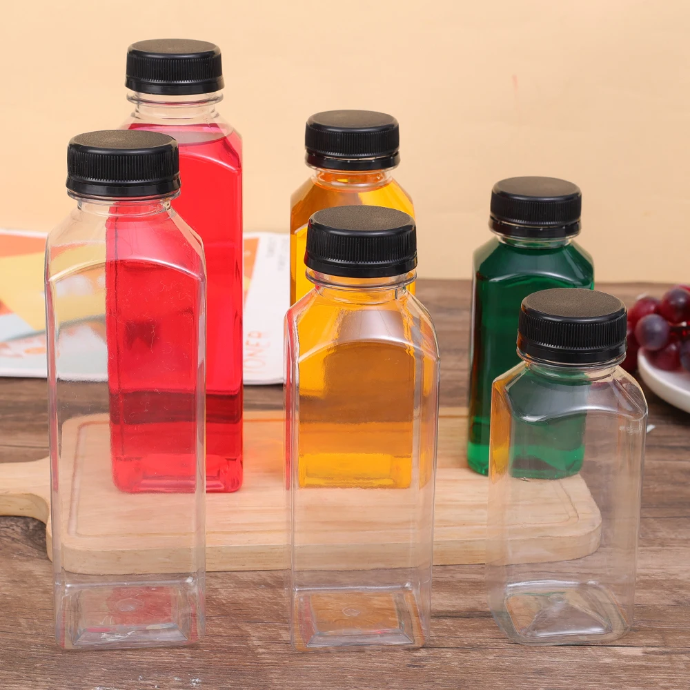 5/3/1Pcs Plastic Juice Bottles with Lids Empty Clear Containers for Juice Milk and Other Beverage Outdoor Picnic Tourism Bottles