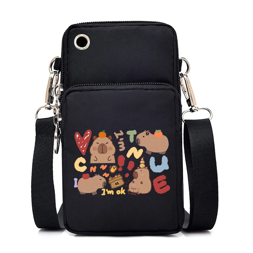 Nowa zabawna torba na telefon komórkowy Capybara damska Mini torba kurierska śliczne Anime kapibara mała torebka typu Crossbody wisząca szyja moneta