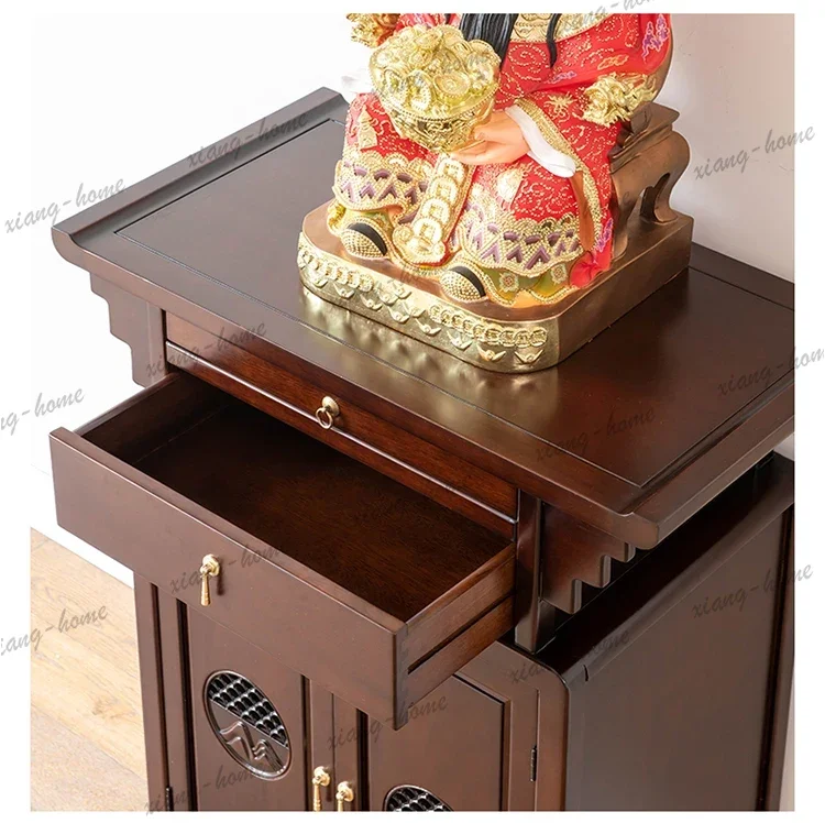FG  Seven-Step Lotus Solid Wood Entrance Altar New Chinese  Buddha  Modern Home Living Room Incense  Offering Table