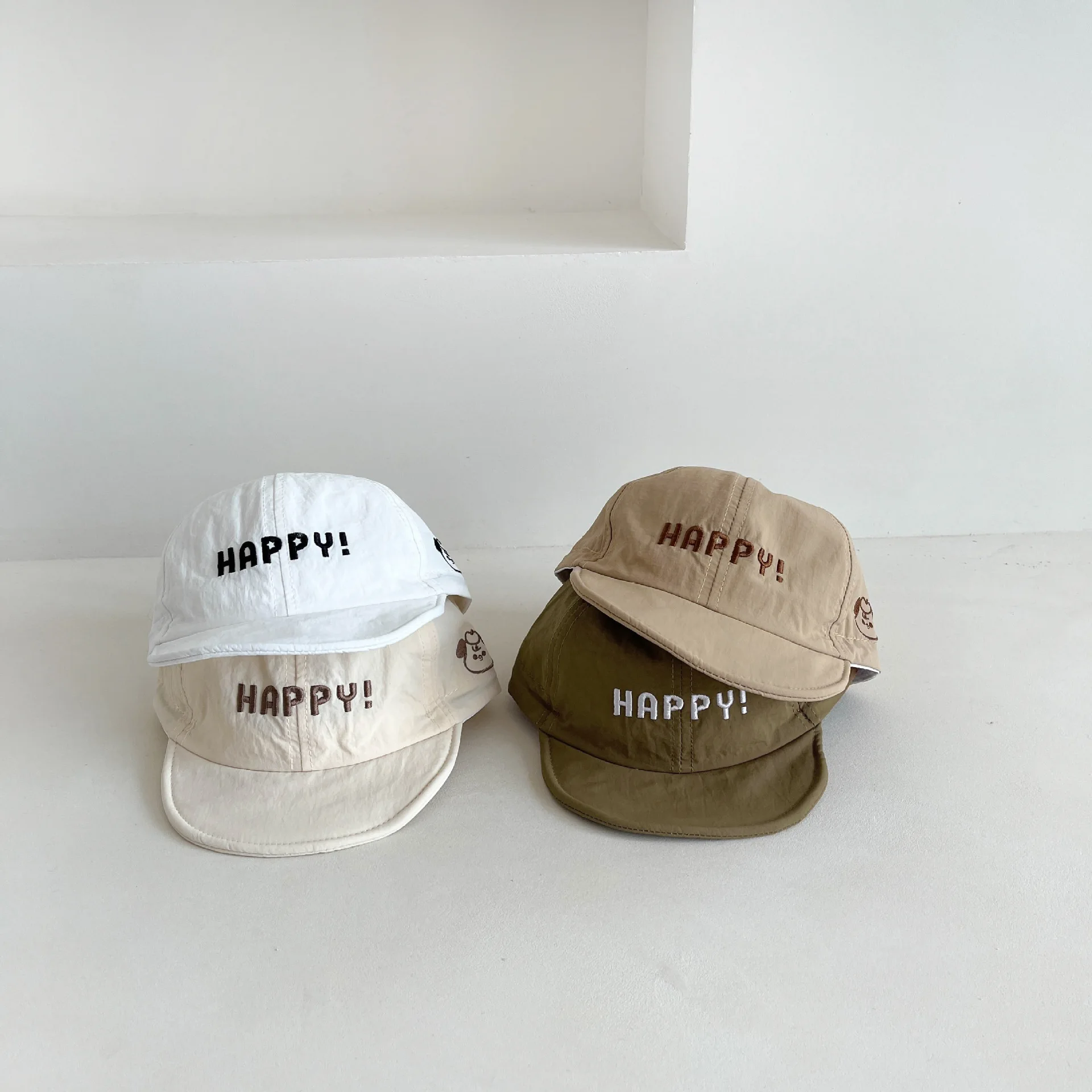 

Summer Quick Drying Baseball Hat for Baby Cute Letter Solid Color Infant Peaked Cap Cartoon Adjustable Drawstring Kids Sun Hats