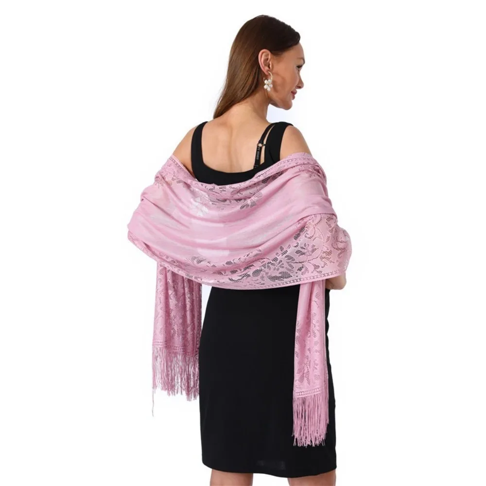 

Cloak With Tassel Lace Shawl Hollow Solid Color Evening Prom Cape Wedding Bridal Shawl Party