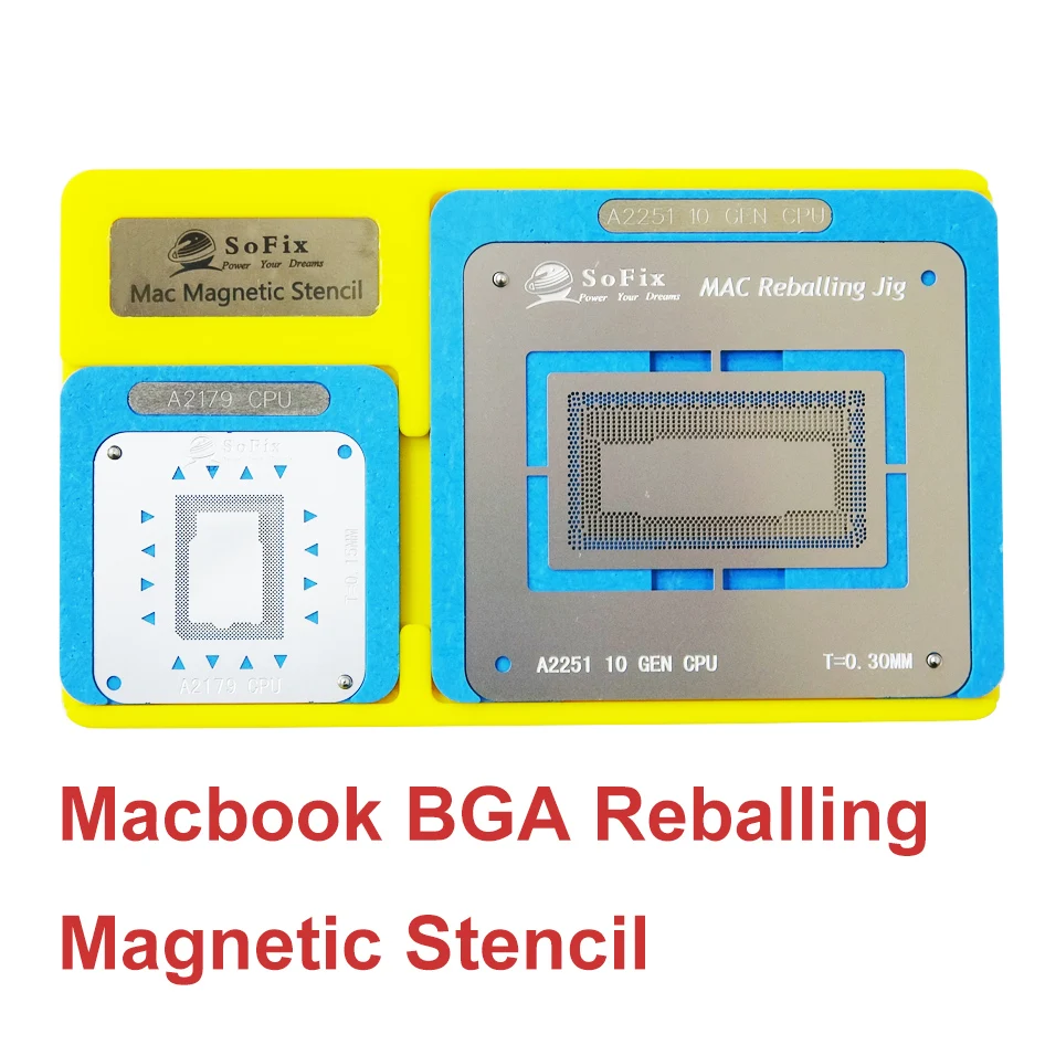 

Logic board BGA reballing Magnetic Stencil for Macbook Chip Solder Paste Reballing Jig T2,AM,NAND,GPU,CPU,PMU/SMC/USBCT1/T2 RAM