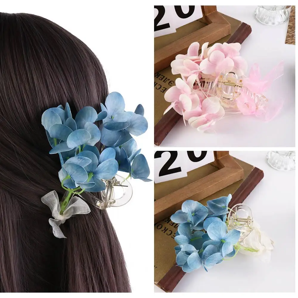 Dolce ricamo palla fiore fiore capelli artiglio stile coreano fiocco nastro fiore artiglio Clip copricapo grande squalo Clip donne