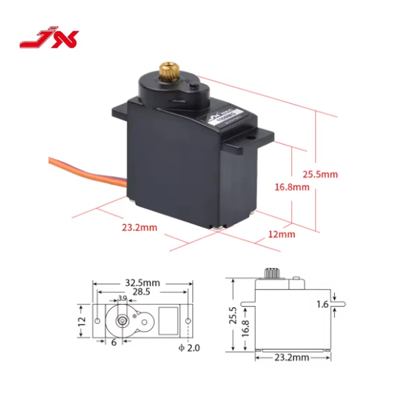 JX Servo PDI-1109MG 9g 2.5kg Metal Gear Digital Mini Servo for Fixed-wing 1/18 RC Car Boat Robot Arm Helicopter