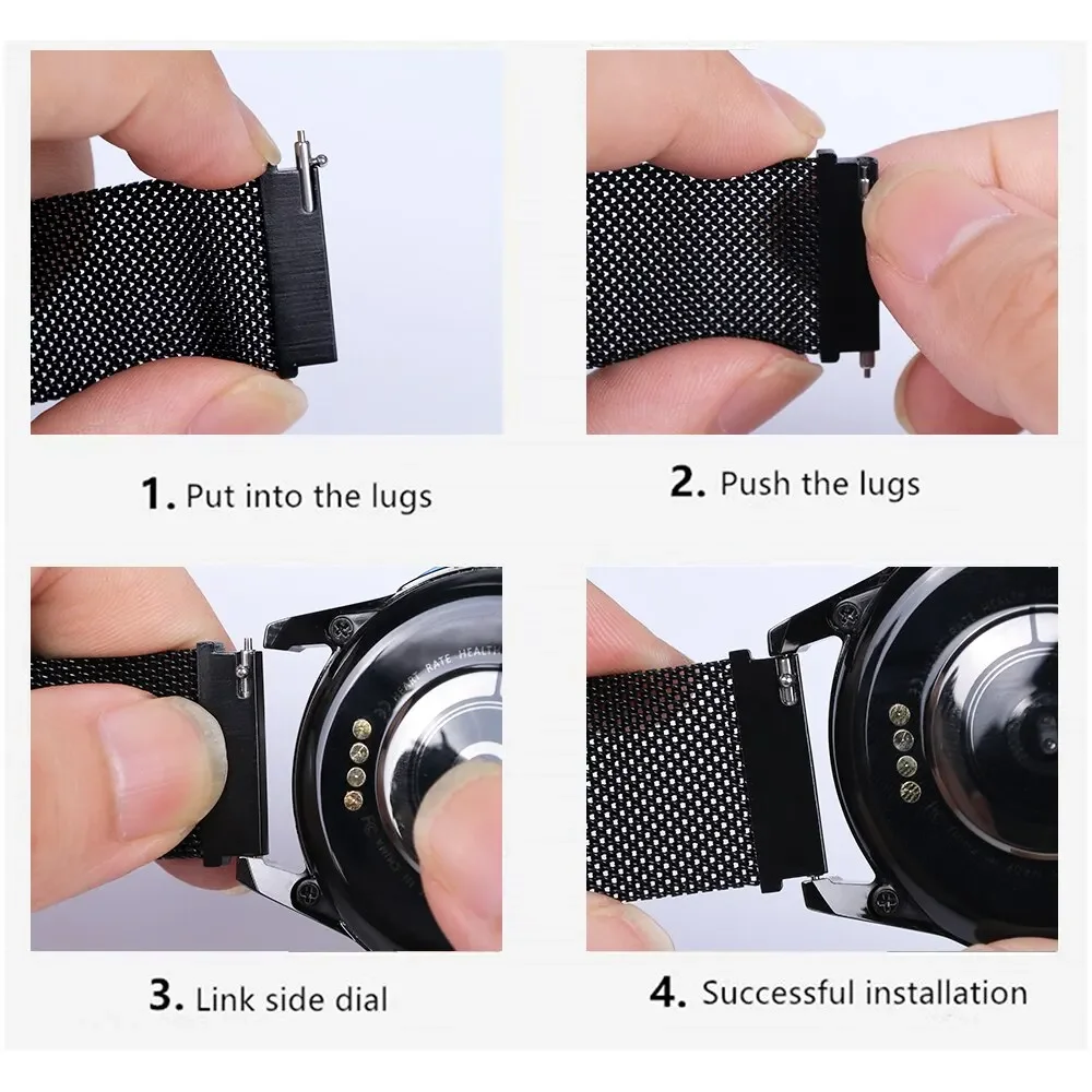 20mm 22mm Milanese Loop Strap For Samsung Galaxy Watch 3 4 5 44mm 40mm S3 Active 2 Watchband For Huawei Watch GT 4 Amazfit Bip