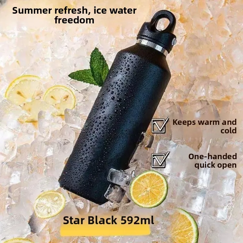 Single Hand Quick Open Vacuum Insulated Cup No Thread Three Finger Press Driving Special Use Thermal Cup Cold Proof Two Way Cup