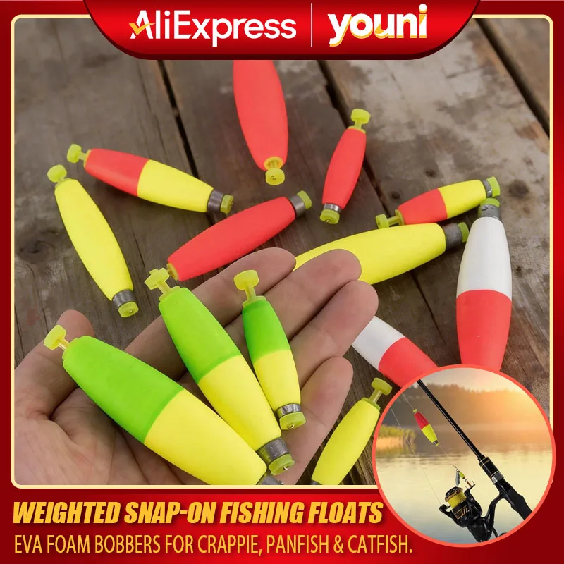 

12-Pack High-Sensitivity EVA Slip Bobbers with Bottom Weight - Multi-Color for Long-Distance Lure & Outdoor Fishing