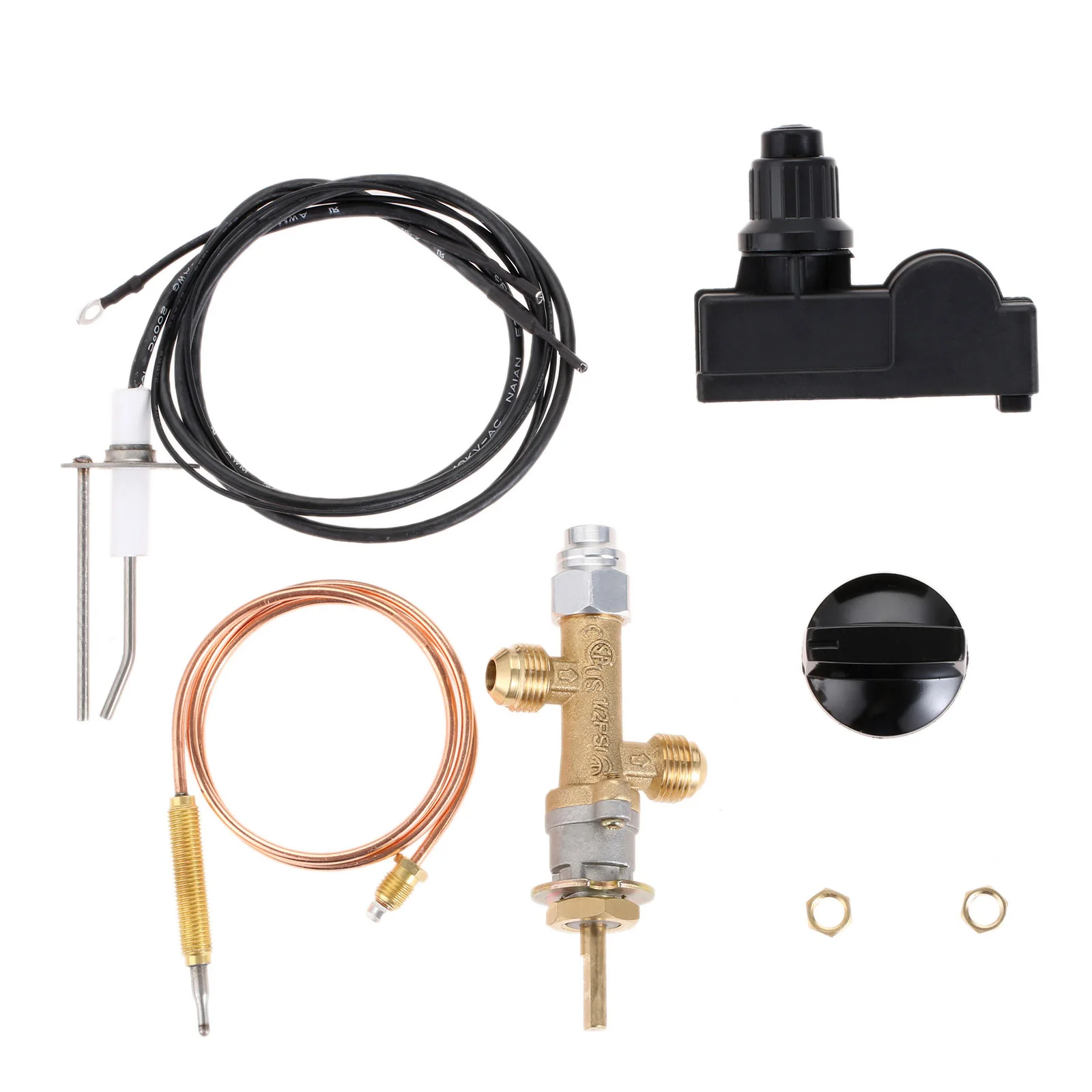 Low Pressure LPG Propane Gas Fireplace Fire Pit Flame Failure Safety Control Valve and Igniter Assembly Push Button Ignition Kit