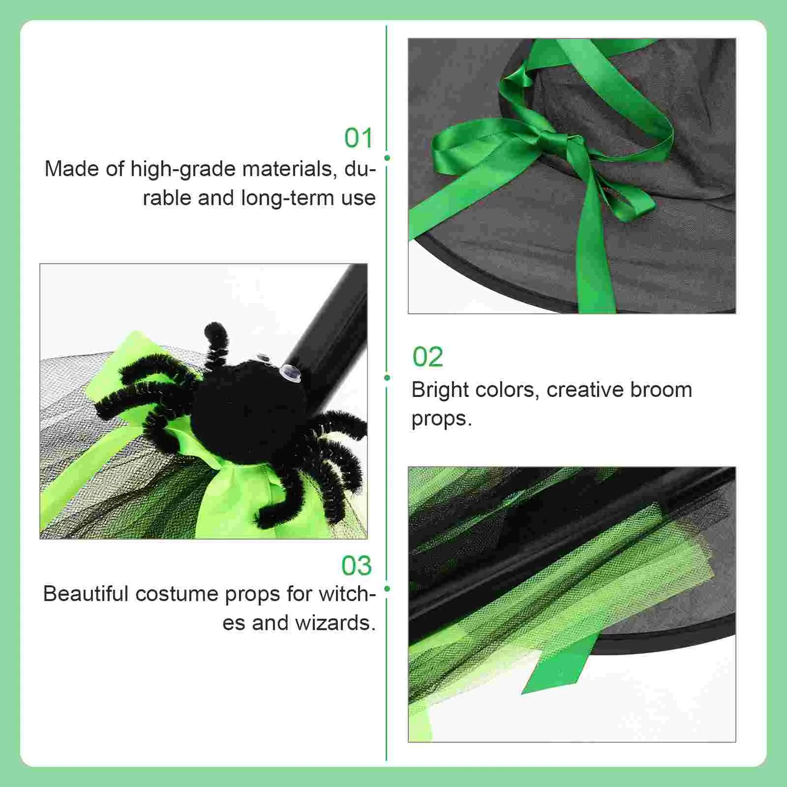 Halloween Hoed Tovenaar Caps Cosplay Rekwisieten Heks Bezem Kit Decoraties Feestkostuum Accessoires Decoratieve Hoeden Volwassen Bezems