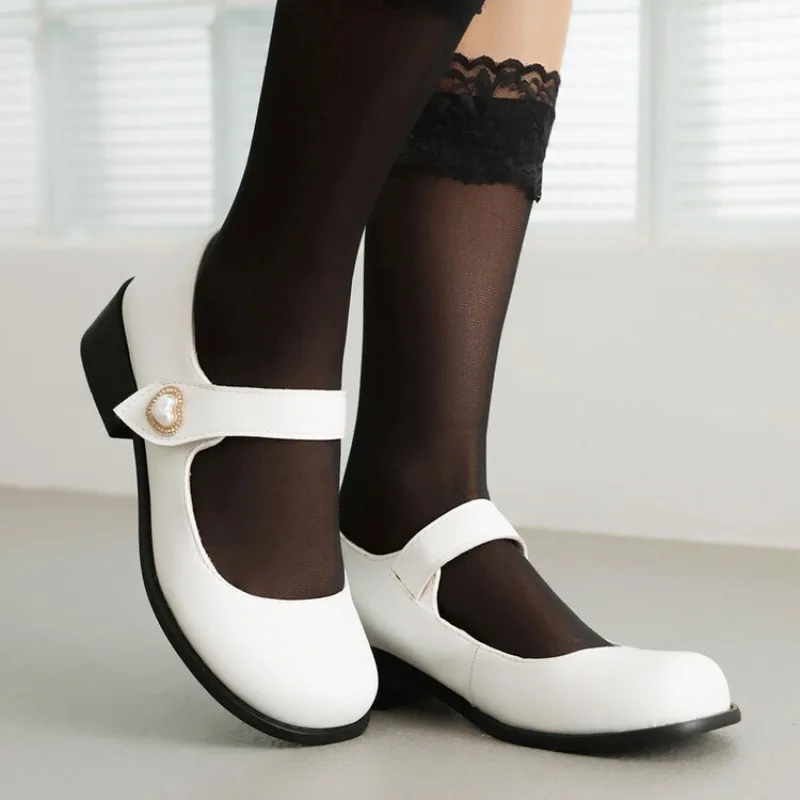 2026 Spring and Autumn New Elegant Women's Round Headed Thick Soled Single Shoes Exquisite Dress Sandals