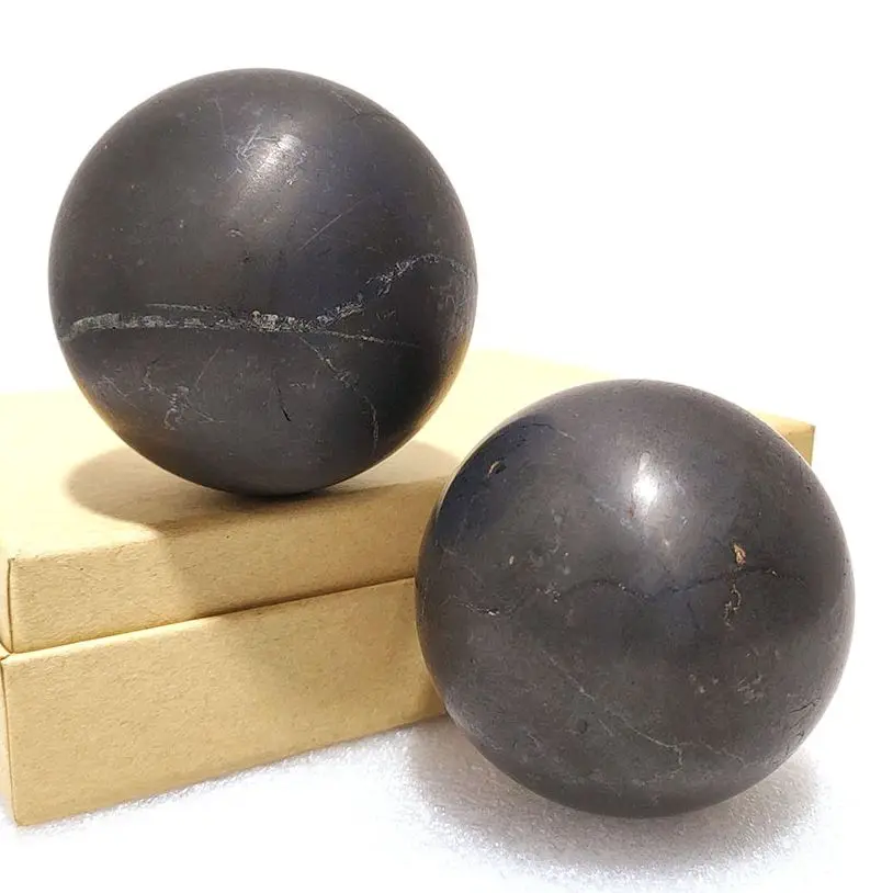 Boule de shungite de haute qualité, cristal naturel, pointe de quartz, sphère, ornements Feng Shui, minéraux, décoration intérieure, chambre