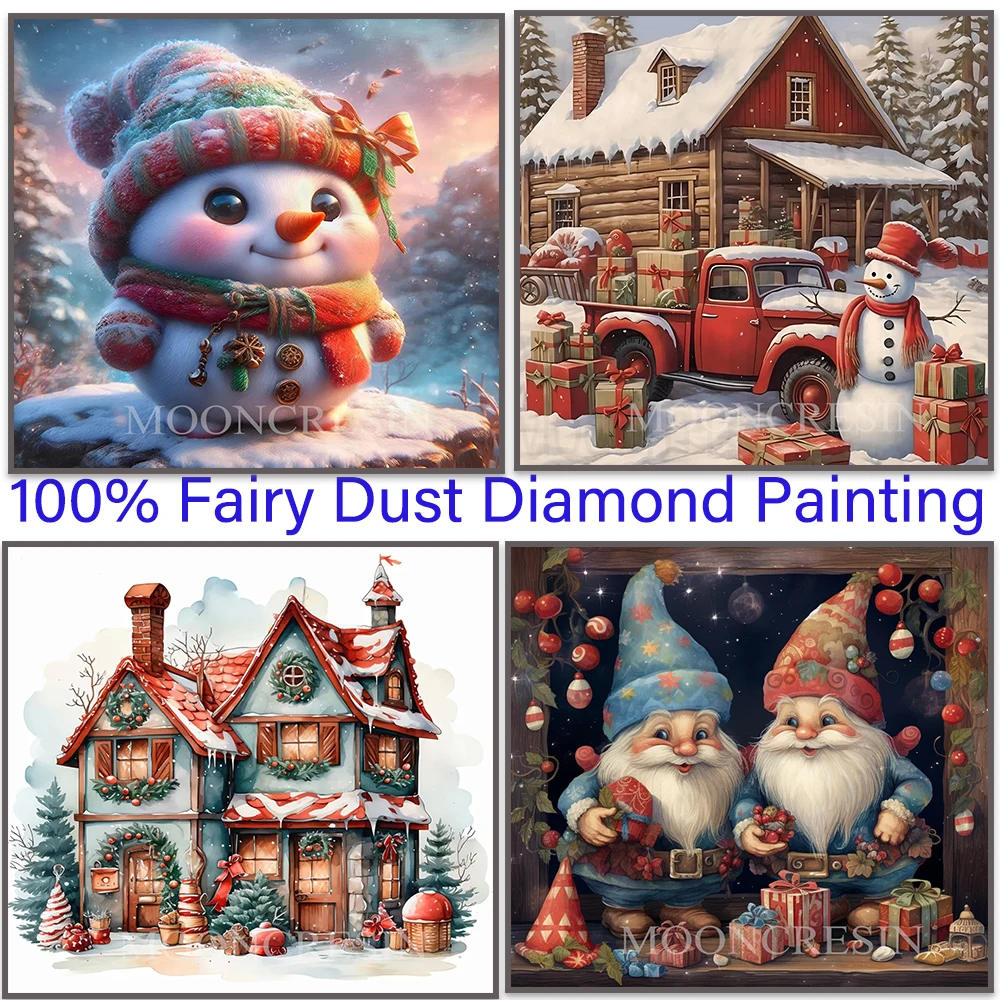 

Christmas 100% Fairy Dust Square Diy Diamond Painting Cross Stitch Embroidery Mosaic Home Decor Picture Rhinestones Crystal 5D