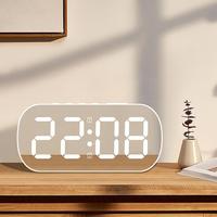 Led Digital Alarm Clock 5 Levels Adjustable Brightness Mirror Table Clock Home Decor Gifts For Students Children 12.8x6.5x3.5cm