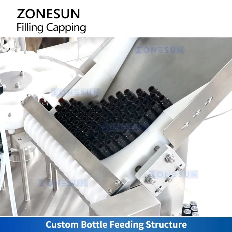 ZONESUN 4 in 1 Auto Rotary Vial Filling Capping Machine ZS-AFC37 Servo Peristaltic Pump Monoblock Cosmetic Liquid Bottle Filler