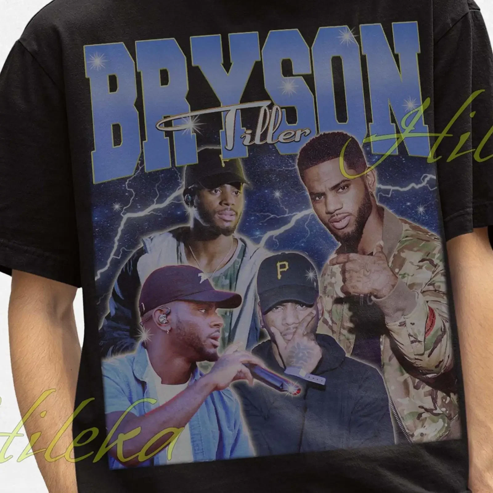 Vintage Bryson Tiller T Shirt Retro 90s Hip Hop Rap Singer Casual for Fans vintage Washed Comfortable Breathable streetwear