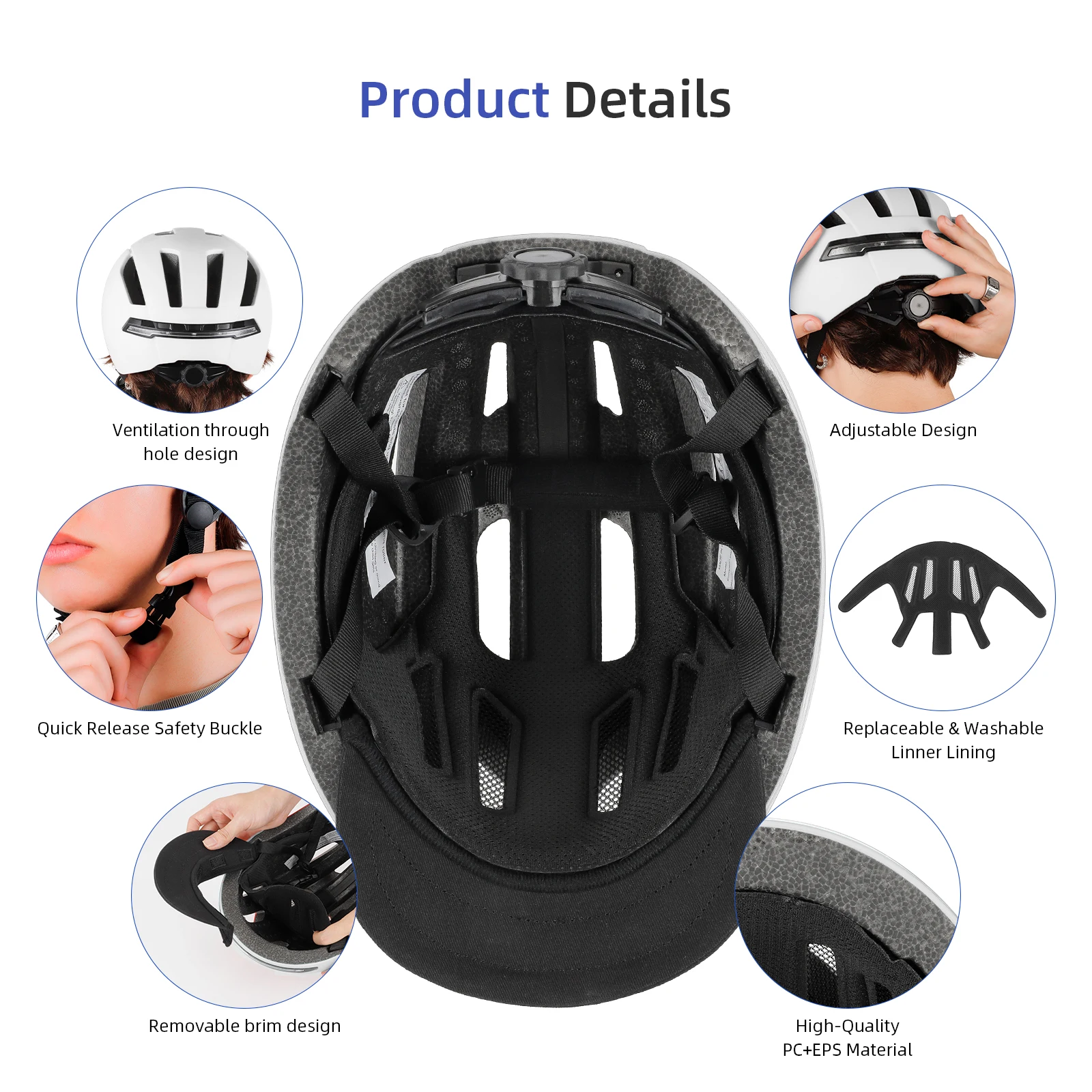 Ulip Smart Helmet With Wireless Handlebar Remote Control Gear Connected Front Rear LED Light Turn Signal Bicycle Scooter Helmet