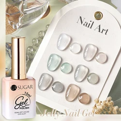 UR SUGAR 15ml Clear Green Transparent Gel Nail Polish Milky Jelly White Color UV Soak Off Gel Varnish Semi Permanent Need UV