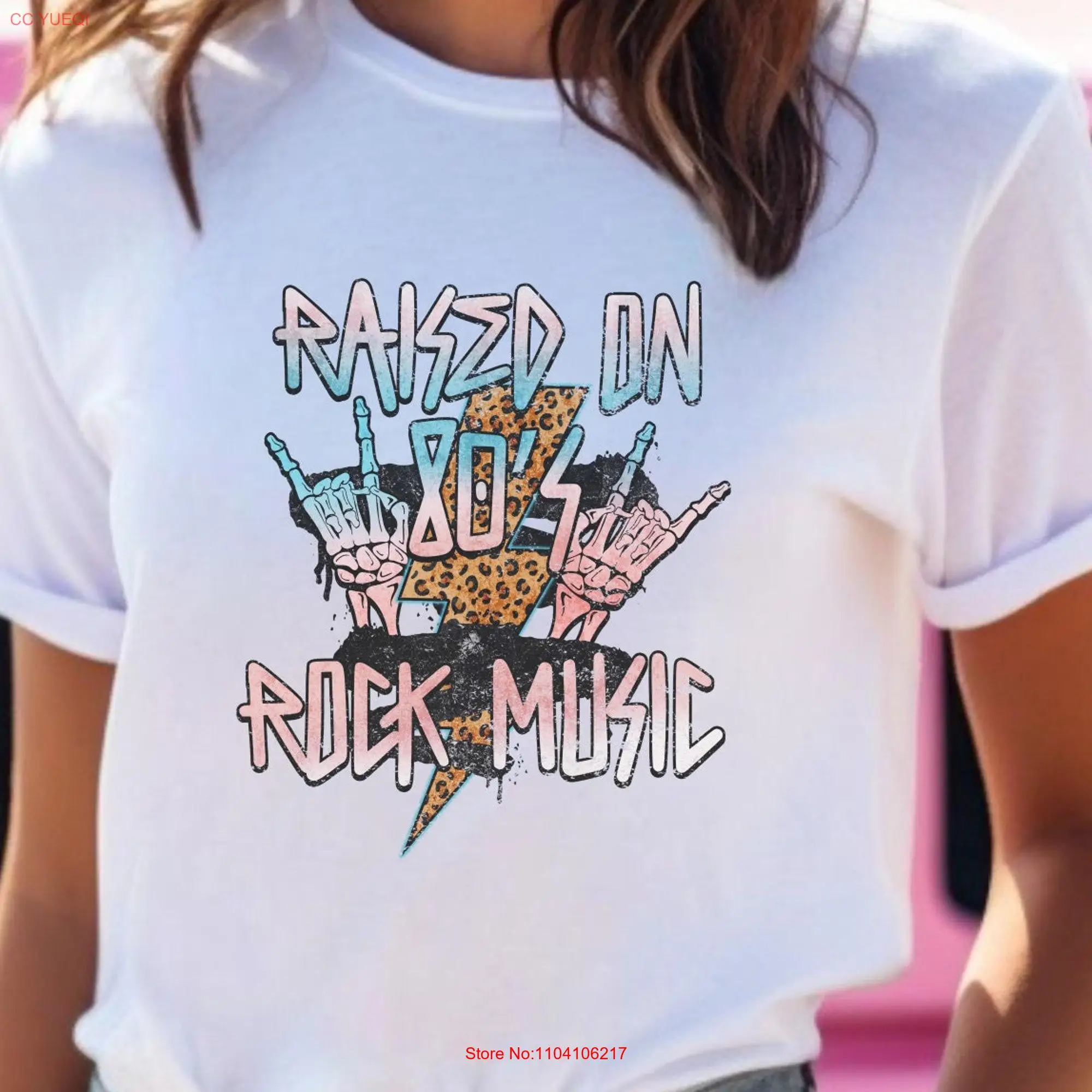 Raised on 80s Rock Hair Band T Shirt Lyrics for Summer Girl Clothing Music 90s long or short sleeves