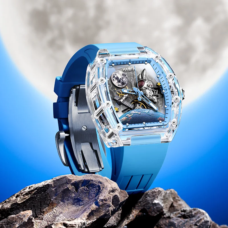 Haofa Moonwatch Rabbit Automatic Mechanical Watches Men Top Brand Luxury 3D Interstellar Spaceship Skeleton Watches For Men 2320