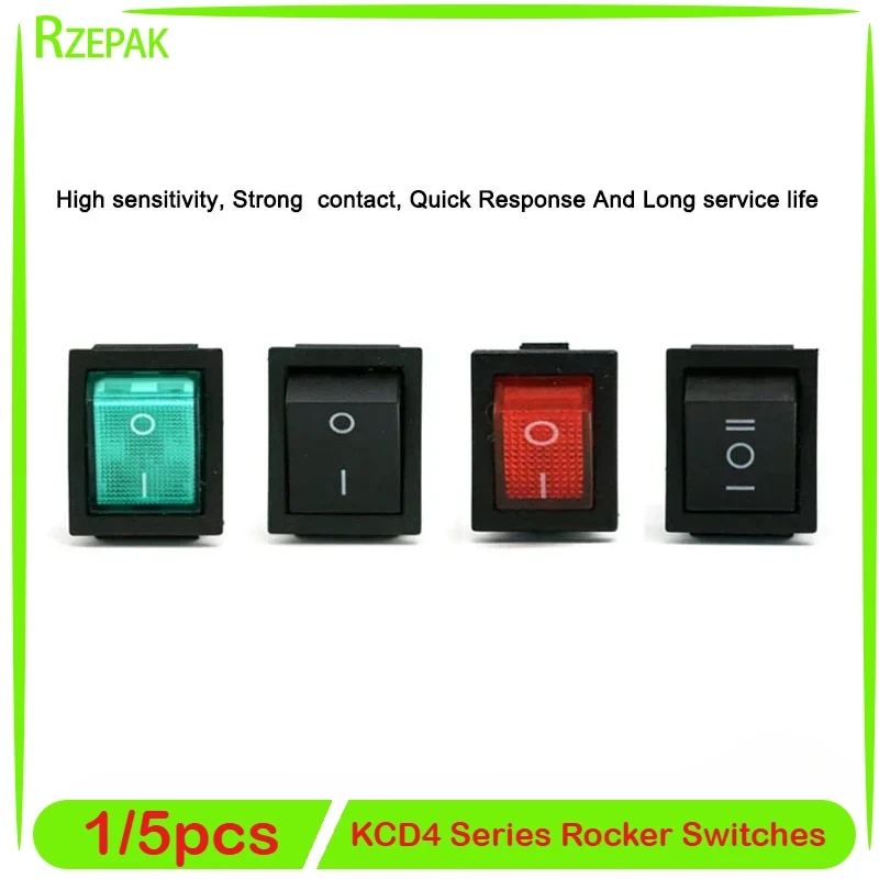 1/5pcs KCD4 Rocker Switch ON-OFF/ON 2/3 Position 4/6PIN Electrical equipment With Light 16A 250V/20A 125VAC Power Switches