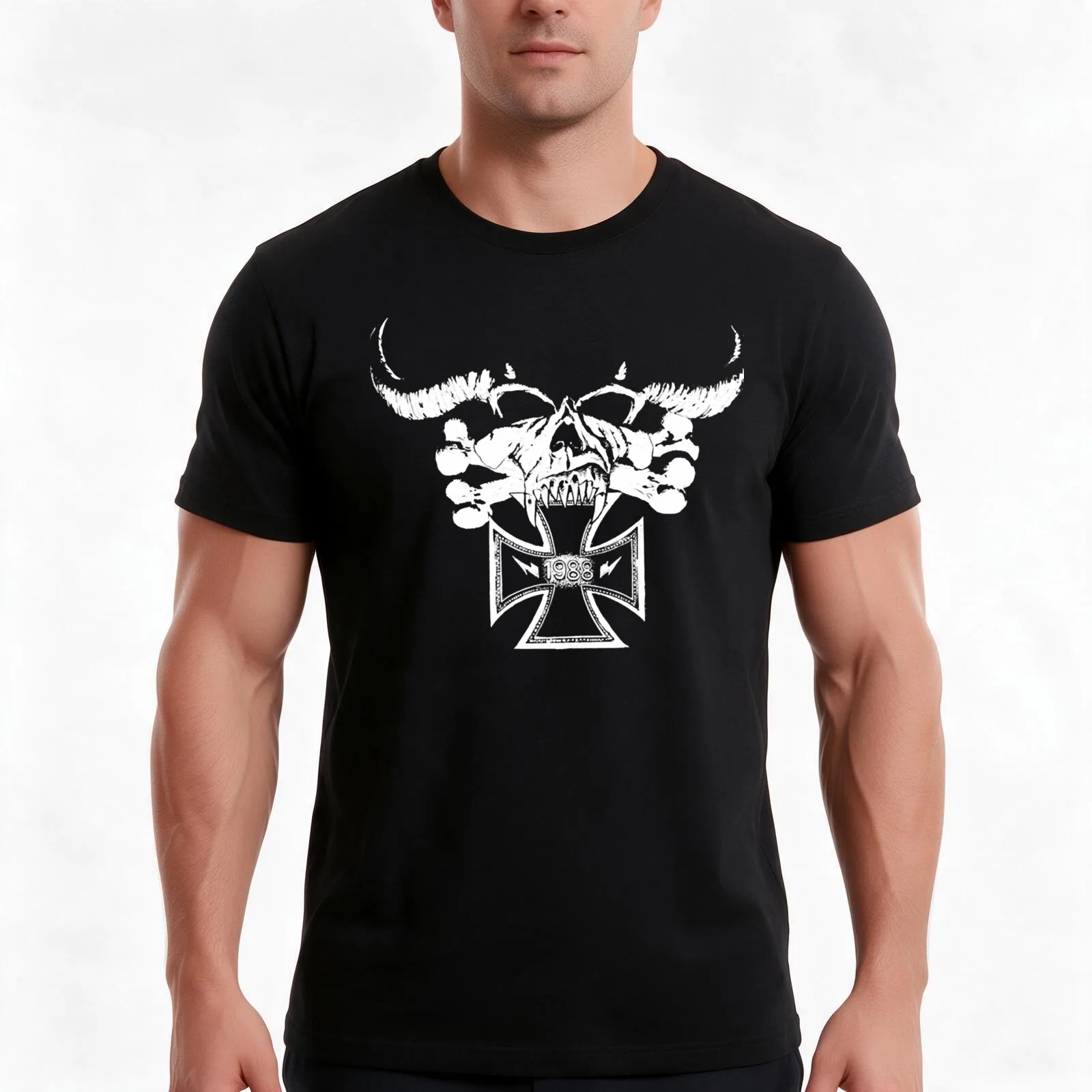 Danzig T-Shirt, Summer Casual Cotton Tee, Oversized Streetwear Tops, Vintage Graphic Print, Loose Fit Short Sleeve, 100% Cotton