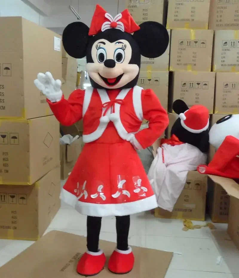 

Cos Christmas Mouse Boy Mickey Mouse Girl Minnie Cartoon character Mascot Costume Advertising Fancy Dress Party Animal carnival