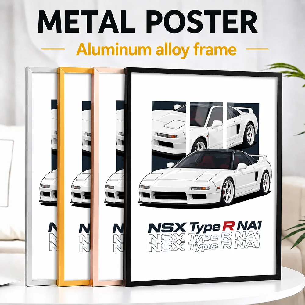 Japanese NSX Type R NA1 Championship White Sports Car Framed Metal Poster Personalized Garage Legacy Wall Art Enhances Workshop