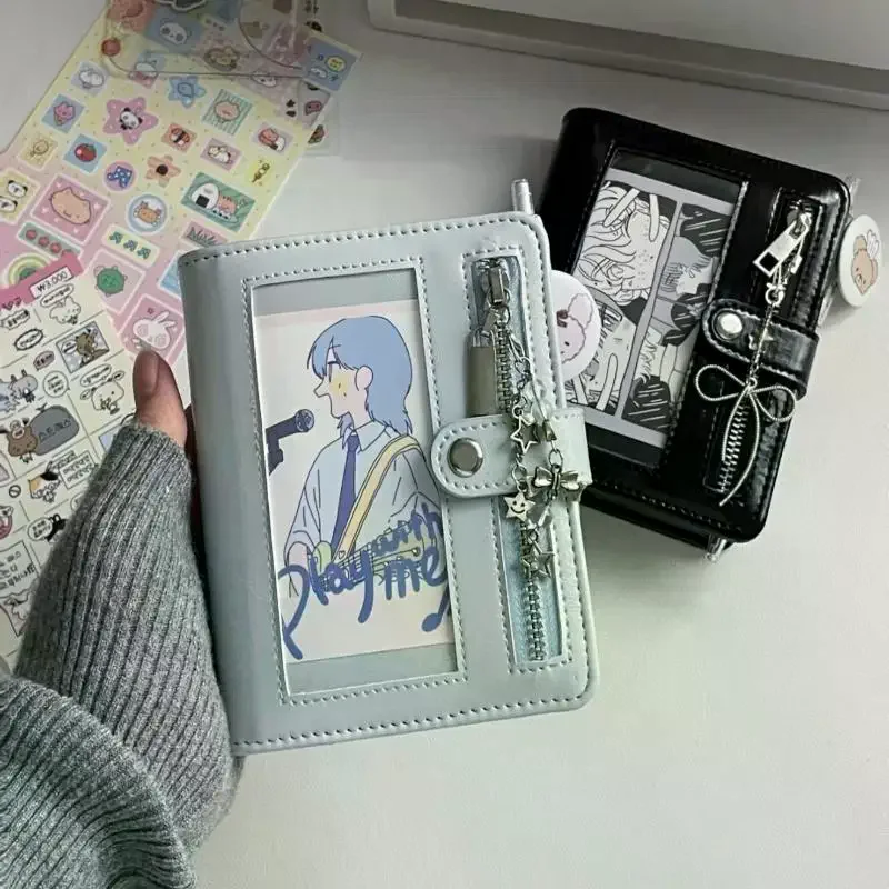 Multi-functional PU Leather Photocard Loose-leaf Notebook With Clear Window Notebook For Kpop Fans Store Idol Cards Storage Book